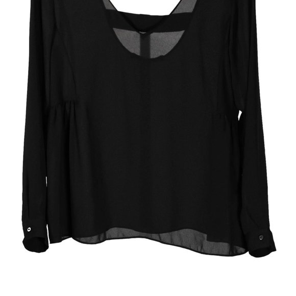 Zara Women's Blouse Black V-Neck Back Straps Long Sleeve Chiffon Shirt Top Small - Picture 8 of 9